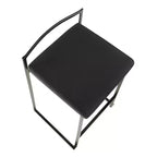 LumiSource Lot de 3 tabourets de bar hauteur comptoir Fuji Métal noir/Velours noir