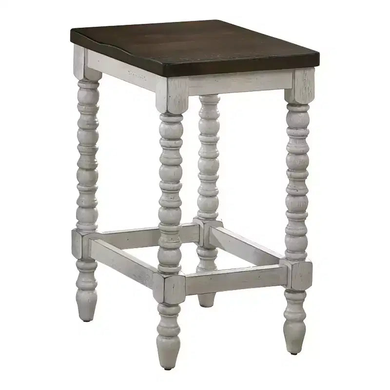 Tabourets de bar Nolte Farmhouse de 61 cm, disponibles 24h/24 et 7j/7 : Lot de 2, Noyer foncé/Blanc antique