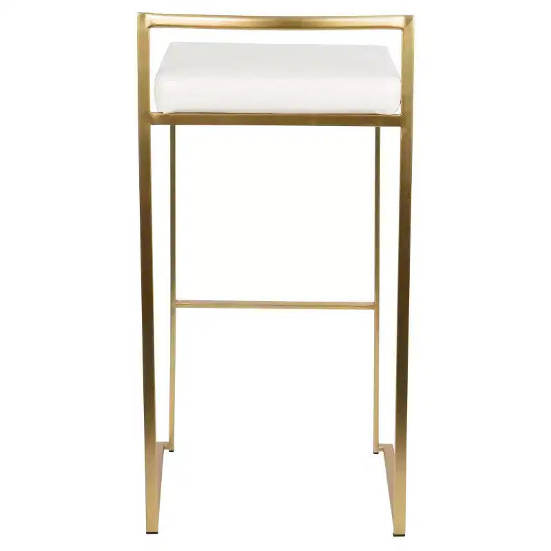 Lot de 2 tabourets de bar contemporains Fuji 80 cm Blanc - LumiSource : Rembourrés, empilables, cadre métallique