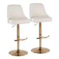 LumiSource Set of 2 Studded Marcel Barstools Gold/White PU