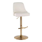 LumiSource Lot de 2 tabourets de bar Marcel cloutés or/similicuir blanc