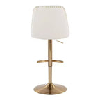 LumiSource Lot de 2 tabourets de bar Marcel cloutés or/similicuir blanc