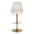 LumiSource Lot de 2 tabourets de bar Marcel cloutés or/similicuir blanc