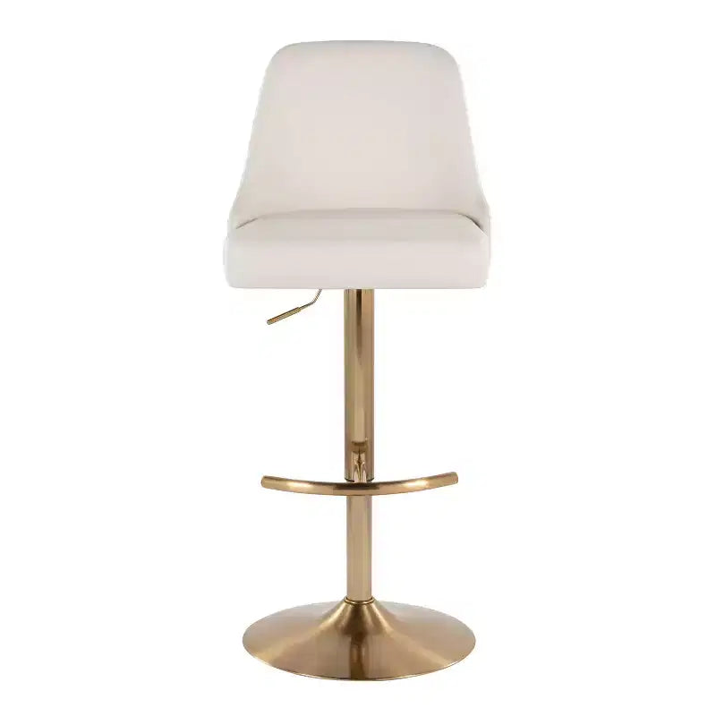 LumiSource Lot de 2 tabourets de bar Marcel cloutés or/similicuir blanc