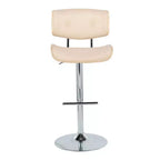 Lot de 2 tabourets de bar Lombardi réglables Chrome/Naturel/Crème : Milieu du siècle, capitonné, bois courbé, pivotant à 360° - LumiSource