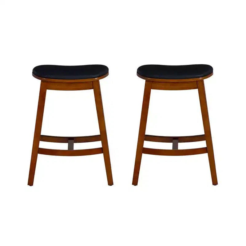 Linon Lot de 2 tabourets de bar rembourrés Brynn Hauteur comptoir Marron