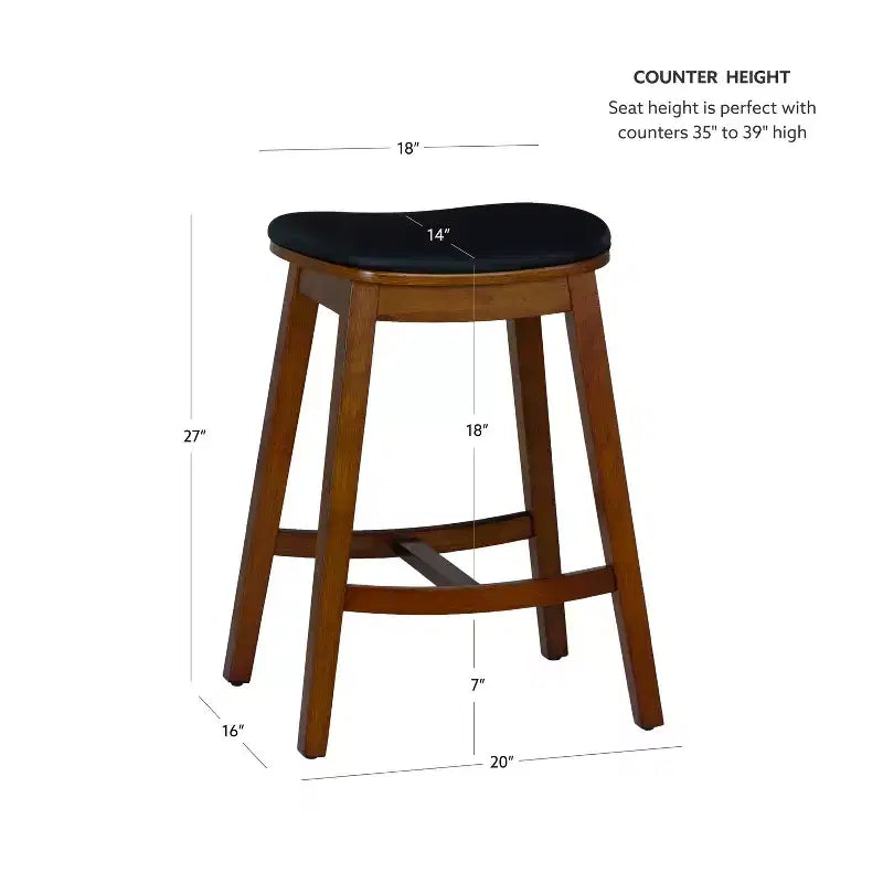 Linon Lot de 2 tabourets de bar rembourrés Brynn Hauteur comptoir Marron