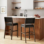 Nathan James Cohen Tabouret de bar en similicuir noir