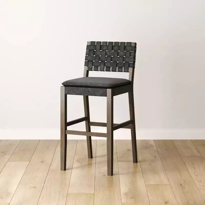 Nathan James Cohen Tabouret de bar en similicuir noir