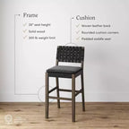 Nathan James Cohen Tabouret de bar en similicuir noir