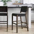 Nathan James Cohen Tabouret de bar en similicuir noir