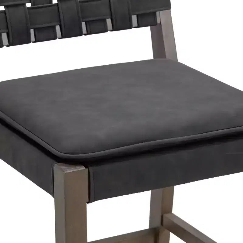Nathan James Cohen Tabouret de bar en similicuir noir