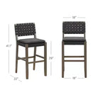 Nathan James Cohen Tabouret de bar en similicuir noir