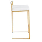 LumiSource Ensemble de 3 tabourets de bar Fuji à hauteur de comptoir Or/PU blanc