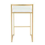 LumiSource Ensemble de 3 tabourets de bar Fuji à hauteur de comptoir Or/PU blanc