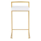 LumiSource Ensemble de 3 tabourets de bar Fuji à hauteur de comptoir Or/PU blanc
