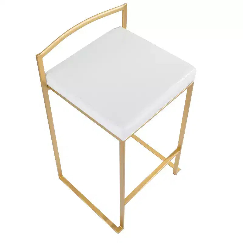 LumiSource Ensemble de 3 tabourets de bar Fuji à hauteur de comptoir Or/PU blanc