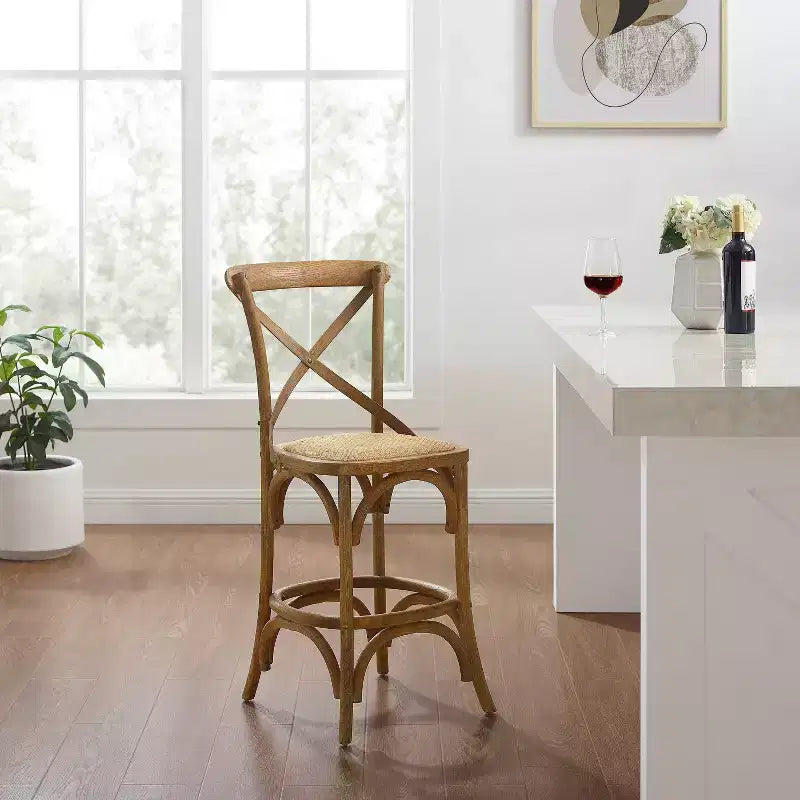 Tabouret de bar hauteur comptoir Roxy Wash Upholstery Gris - Linon : design campagnard français, aucun assemblage requis