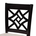 Lot de 2 tabourets de bar Nicolette en bois de hauteur comptoir Sable/Brun - Baxton Studio : design élégant avec dossier ajouré, revêtement en polyester
