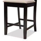 Lot de 2 tabourets de bar Nicolette en bois de hauteur comptoir Sable/Brun - Baxton Studio : design élégant avec dossier ajouré, revêtement en polyester