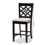 Lot de 2 tabourets de bar Nicolette en bois de hauteur comptoir Sable/Brun - Baxton Studio : design élégant avec dossier ajouré, revêtement en polyester