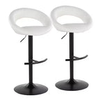 LumiSource Set of 2 Posh Adjustable Barstools Black Metal/White PU