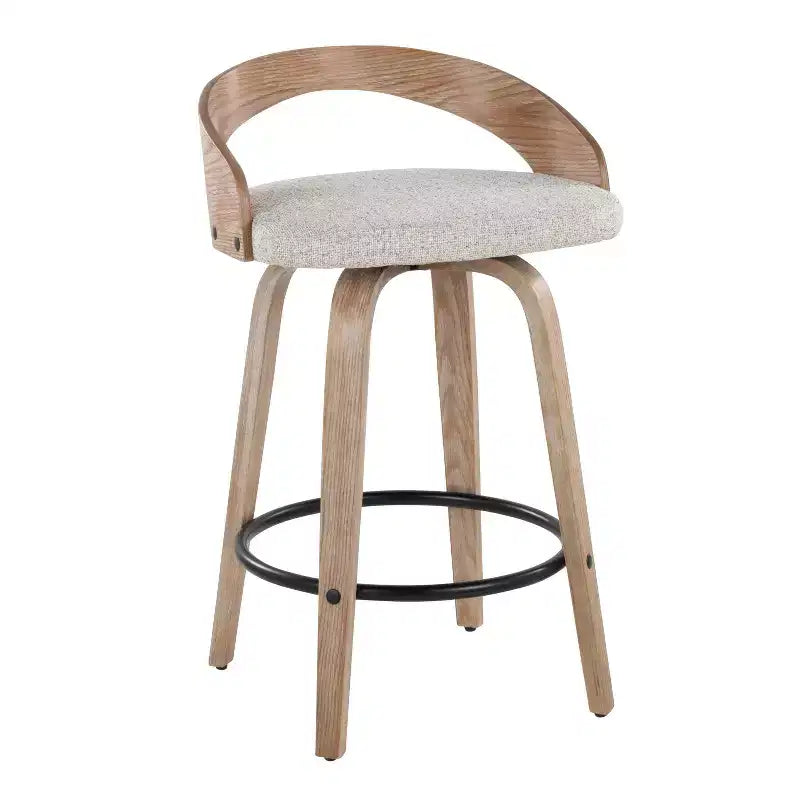 LumiSource Ensemble de 2 tabourets de bar Grotto hauteur comptoir Bois blanchi/Avoine