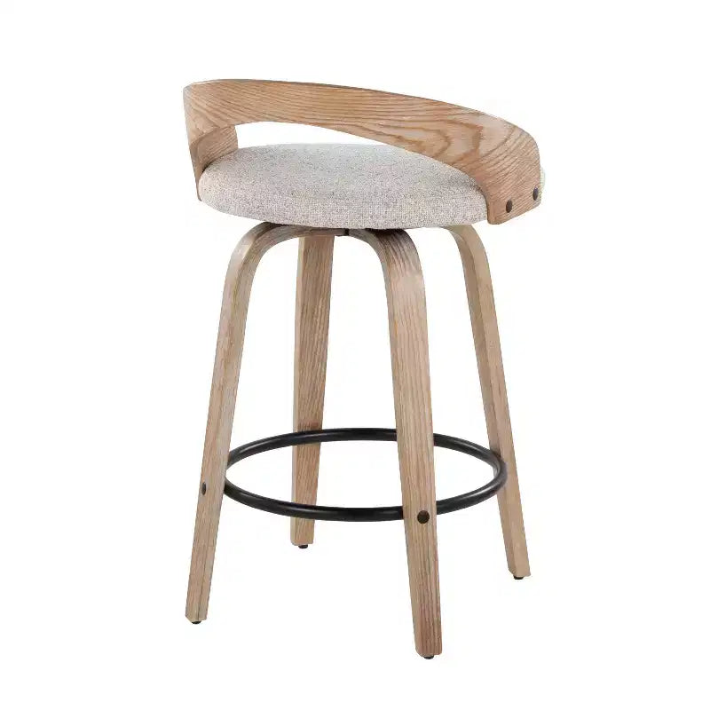 LumiSource Ensemble de 2 tabourets de bar Grotto hauteur comptoir Bois blanchi/Avoine