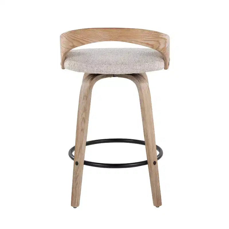 LumiSource Ensemble de 2 tabourets de bar Grotto hauteur comptoir Bois blanchi/Avoine