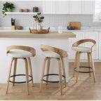 LumiSource Ensemble de 2 tabourets de bar Grotto hauteur comptoir Bois blanchi/Avoine