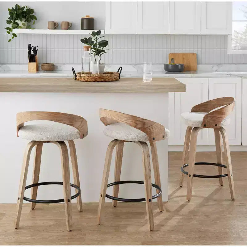 LumiSource Ensemble de 2 tabourets de bar Grotto hauteur comptoir Bois blanchi/Avoine