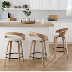 LumiSource Ensemble de 2 tabourets de bar Grotto hauteur comptoir Bois blanchi/Avoine