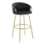 LumiSource Lot de 2 tabourets de bar Claire, Or/PU noir