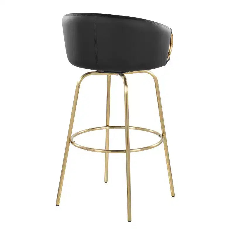 LumiSource Lot de 2 tabourets de bar Claire, Or/PU noir