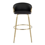 LumiSource Lot de 2 tabourets de bar Claire, Or/PU noir