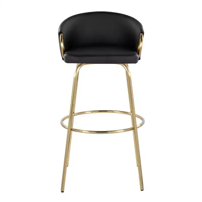 LumiSource Lot de 2 tabourets de bar Claire, Or/PU noir