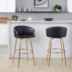 LumiSource Lot de 2 tabourets de bar Claire, Or/PU noir