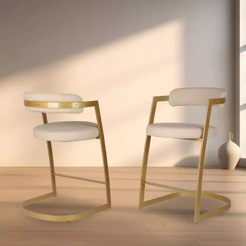 Brassex Lot de 2 tabourets de bar hauteur comptoir Layla Doré
