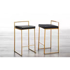 Lot de 3 tabourets de bar à hauteur de comptoir Fuji Stacker de LumiSource, Or/PU noir