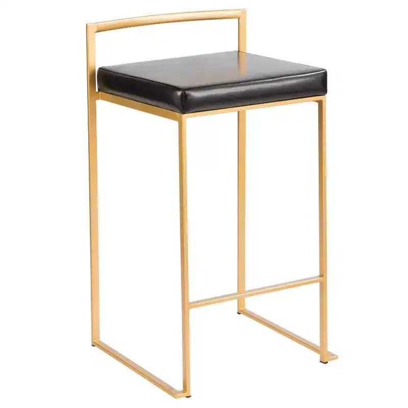 Lot de 3 tabourets de bar à hauteur de comptoir Fuji Stacker de LumiSource, Or/PU noir