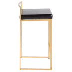 Lot de 3 tabourets de bar à hauteur de comptoir Fuji Stacker de LumiSource, Or/PU noir