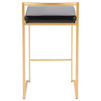 Lot de 3 tabourets de bar à hauteur de comptoir Fuji Stacker de LumiSource, Or/PU noir
