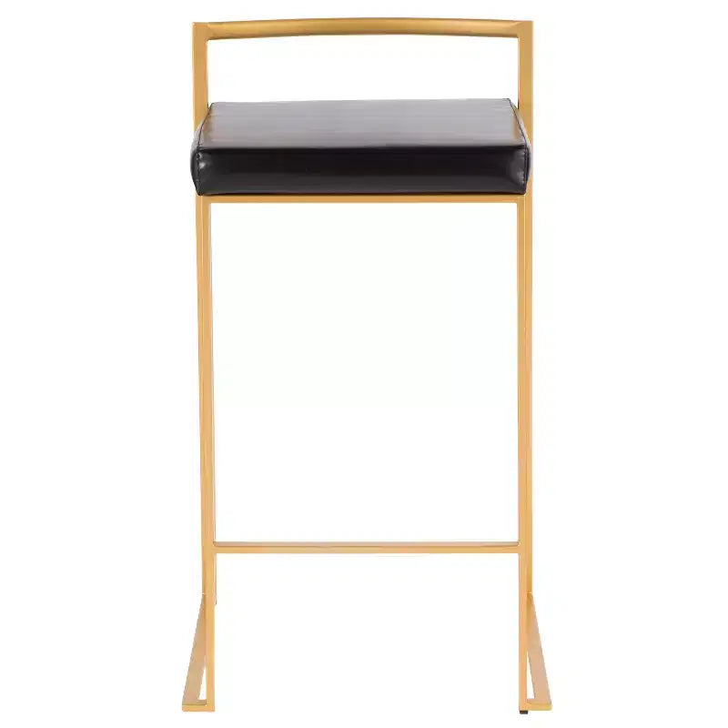 Lot de 3 tabourets de bar à hauteur de comptoir Fuji Stacker de LumiSource, Or/PU noir