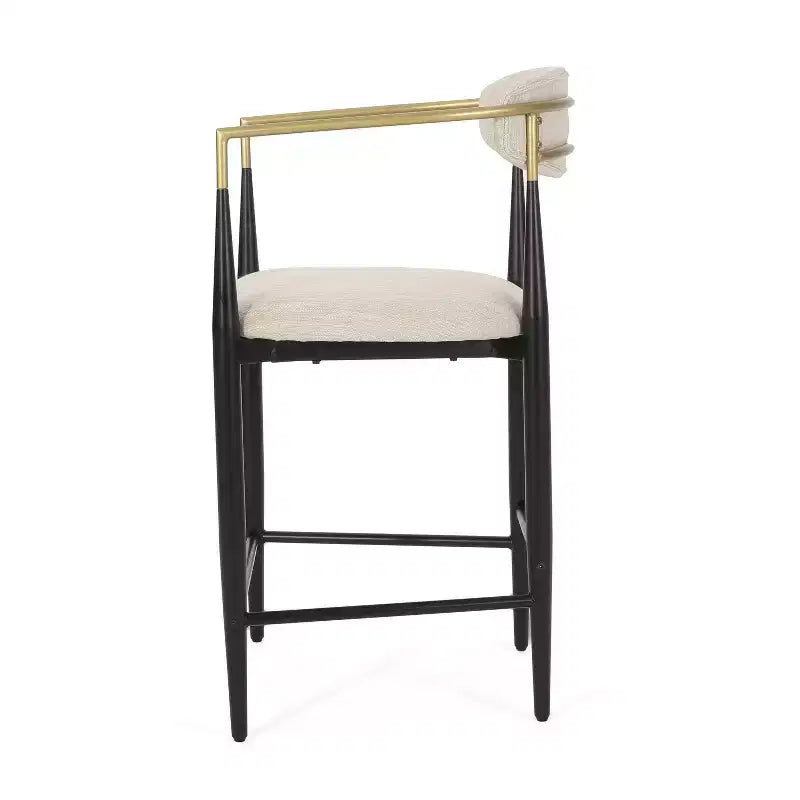 Christopher Knight Home Lot de 2 tabourets de bar hauteur comptoir 63,5 cm Elmore Beige/Noir/Or