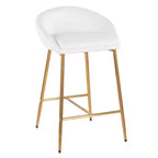 LumiSource Lot de 2 tabourets de bar 66 cm Matisse Glam Hauteur comptoir Métal doré/Similicuir blanc