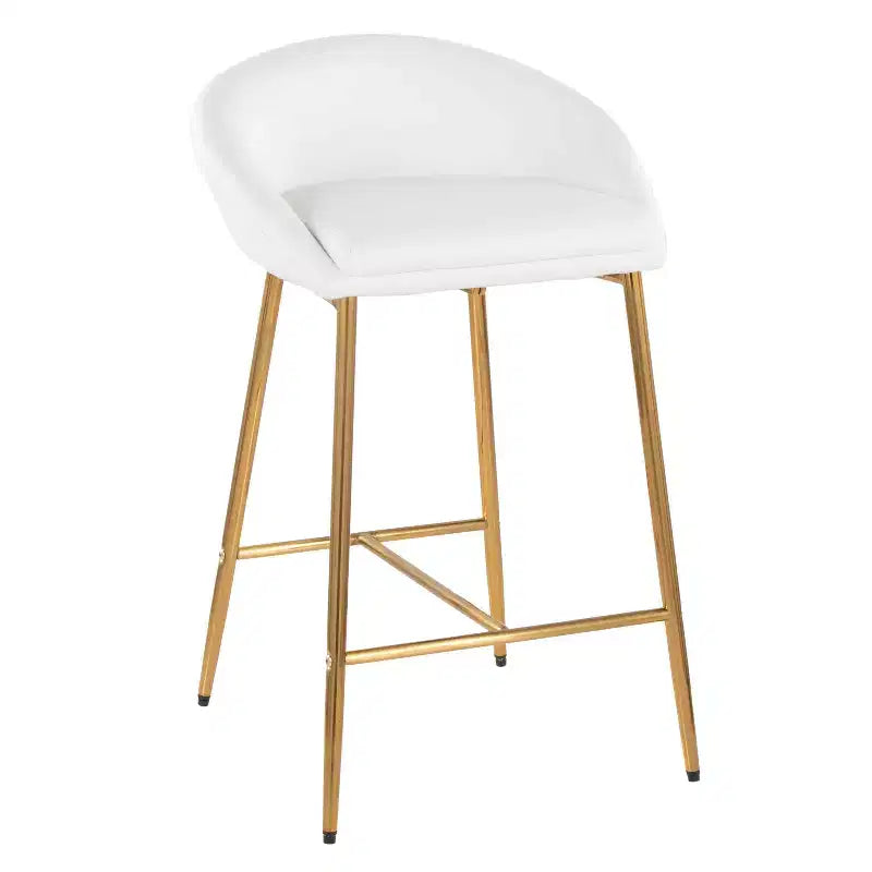 LumiSource Lot de 2 tabourets de bar 66 cm Matisse Glam Hauteur comptoir Métal doré/Similicuir blanc