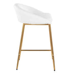 LumiSource Lot de 2 tabourets de bar 66 cm Matisse Glam Hauteur comptoir Métal doré/Similicuir blanc