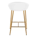 LumiSource Lot de 2 tabourets de bar 66 cm Matisse Glam Hauteur comptoir Métal doré/Similicuir blanc
