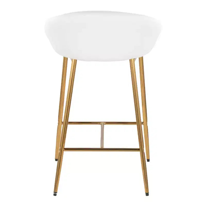 LumiSource Lot de 2 tabourets de bar 66 cm Matisse Glam Hauteur comptoir Métal doré/Similicuir blanc