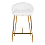 LumiSource Lot de 2 tabourets de bar 66 cm Matisse Glam Hauteur comptoir Métal doré/Similicuir blanc